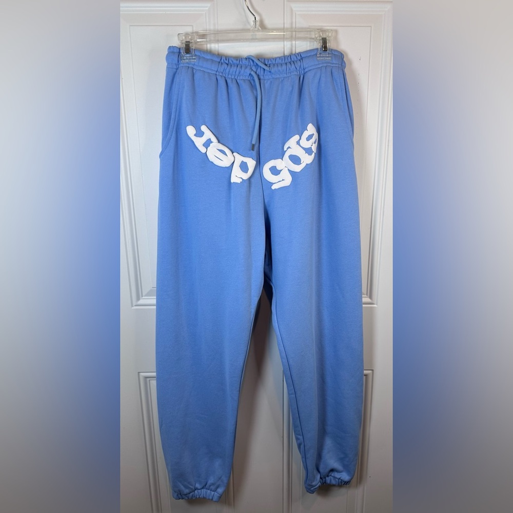 Baby Blue sp5der Sweat Pants Size L